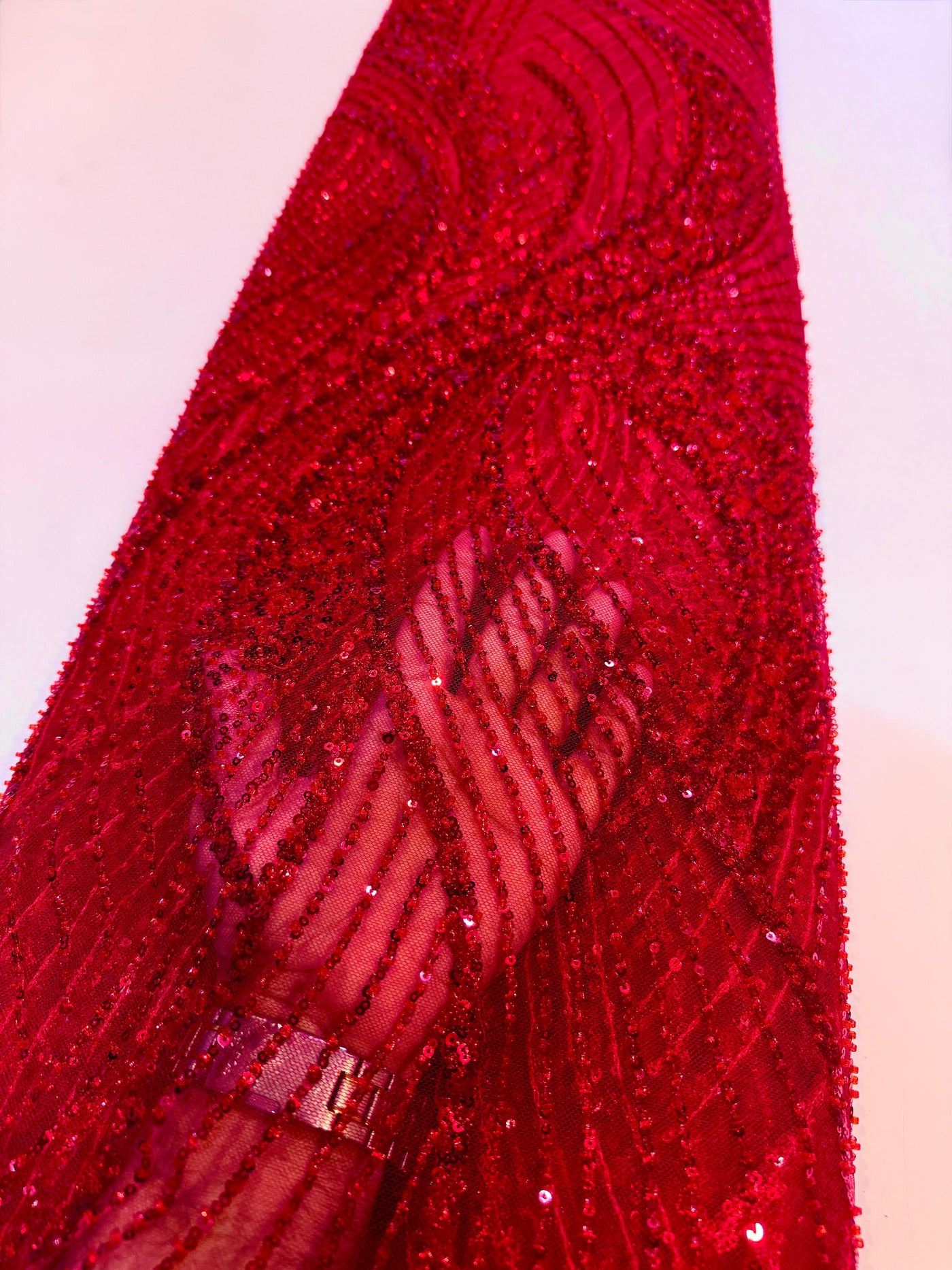 Red Net Imported Handwork Net Embroidery Fabric 54 inch width