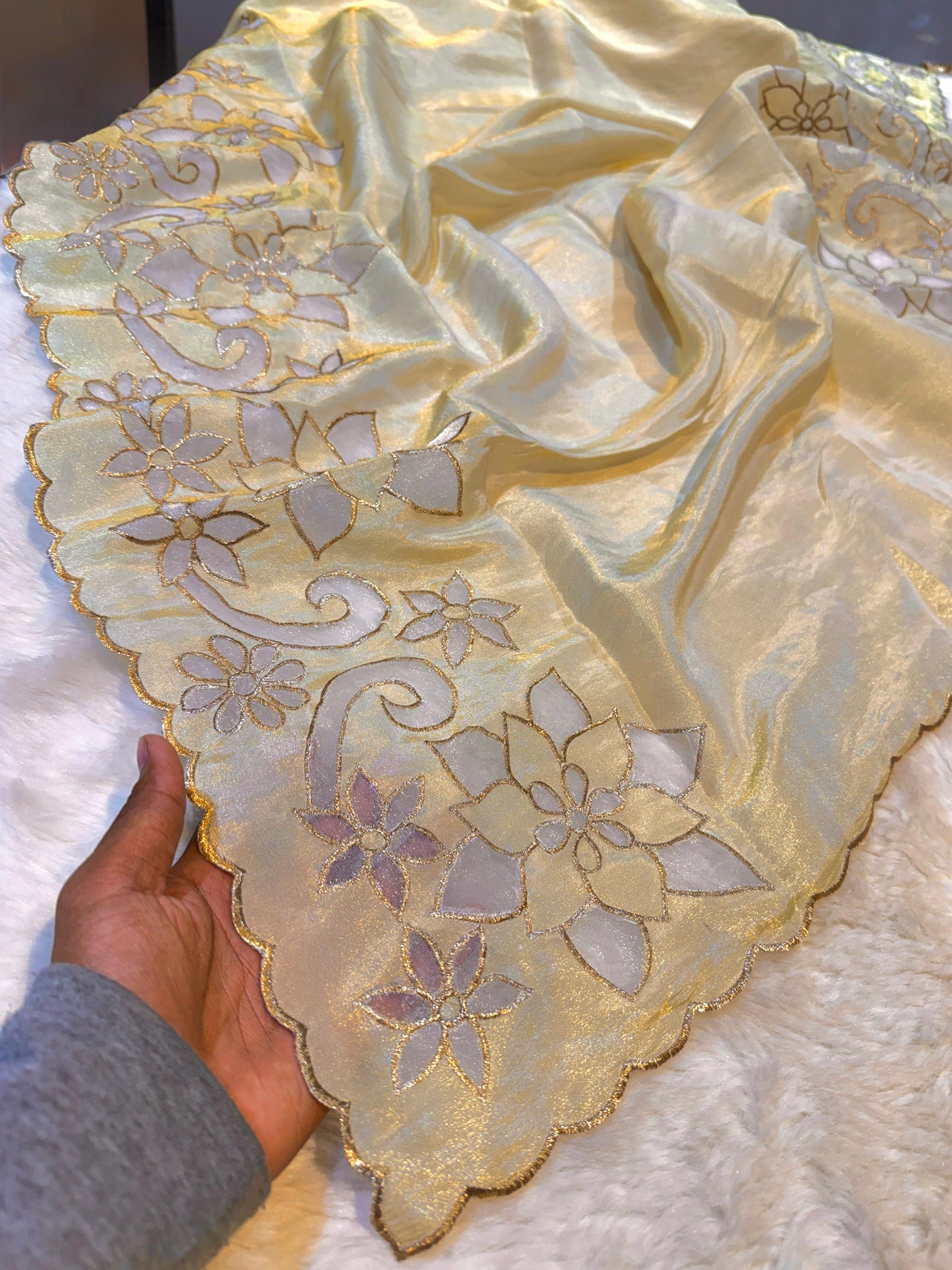 Pure Zari Tissue Mehz Cutwork Dupatta with scalloped dupatta 2.40 meter length