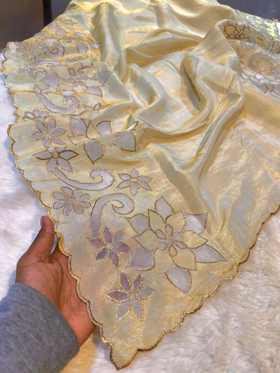 Pure Zari Tissue Mehz Cutwork Dupatta with scalloped dupatta 2.40 meter length