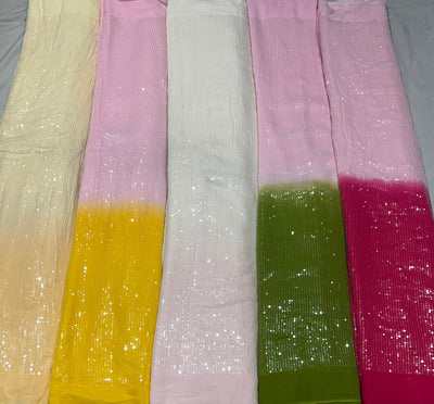Georgette Double Shaded Sequins Fabric For Making Sarees 48 Inch Width