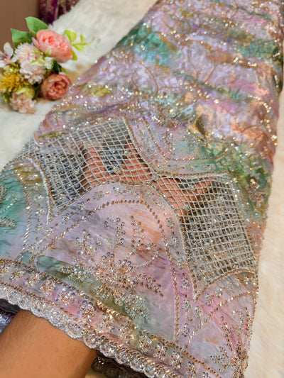 Unjum Jimmy Choo Handwork Embroidery With Daaman Work 54 inch width