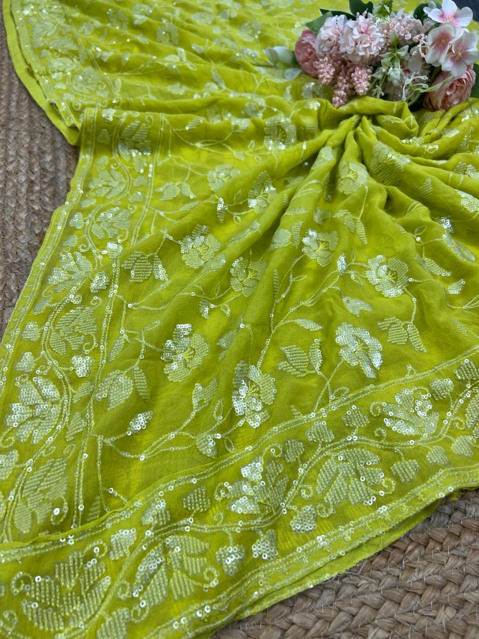 Pure Viscose Georgette Water Sequins Dupatta