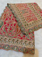 Hot Pink Pure Georgette Lahori Dupatta 2.50 meter length 37 inch width