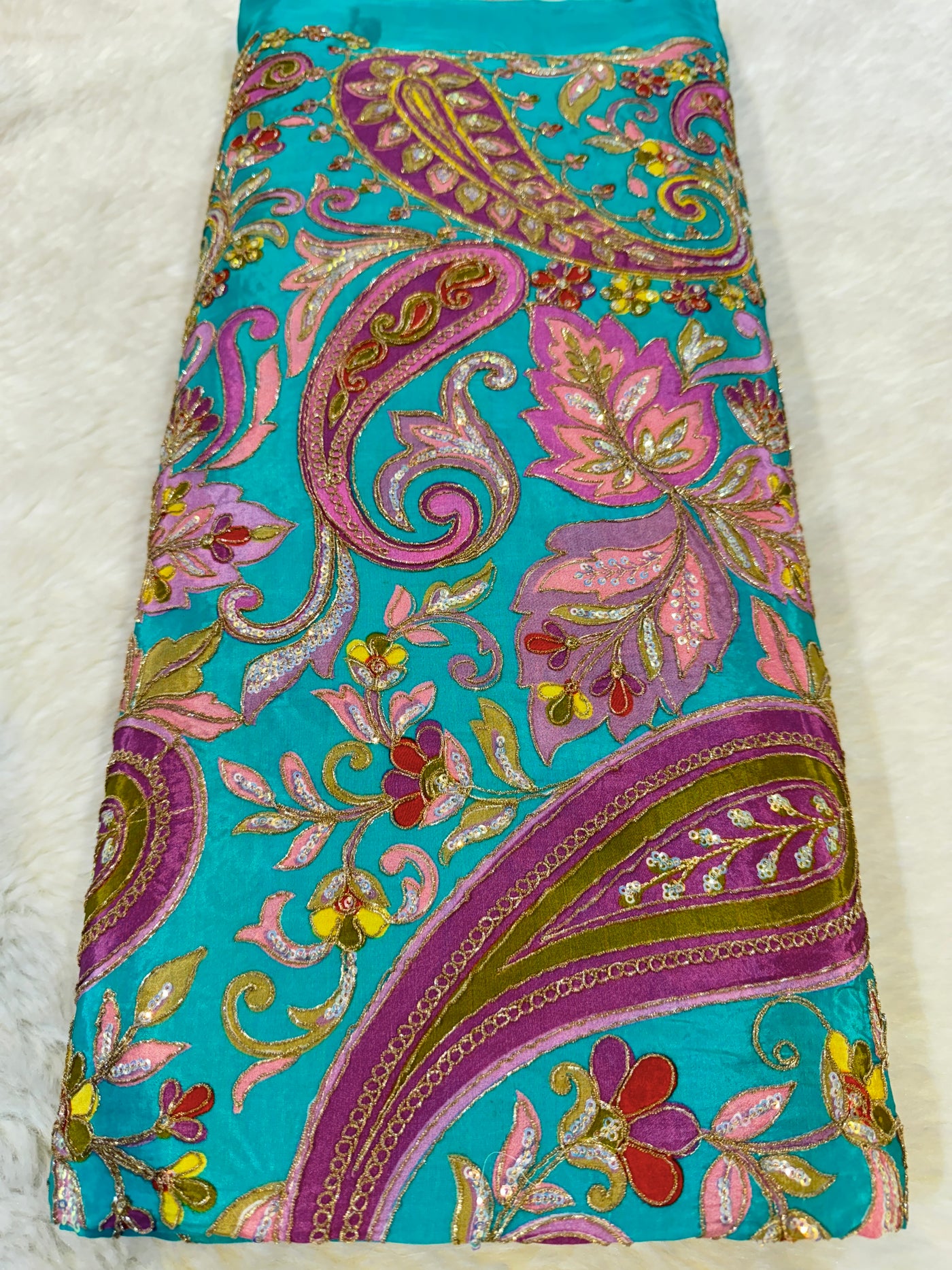 Paisley Pure Viscose Crape Embroidery