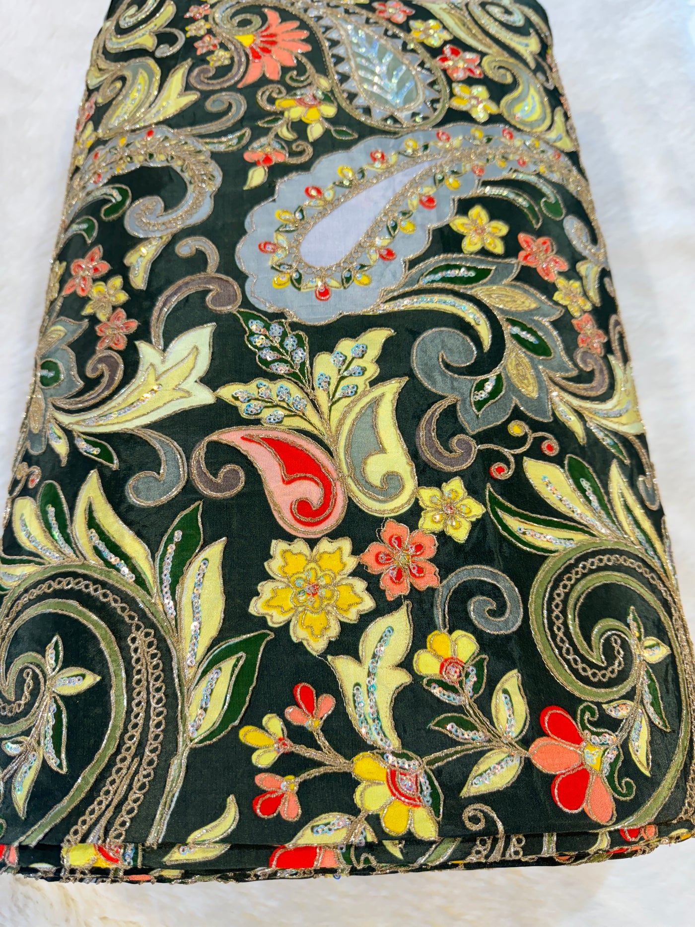 Paisley Pure Viscose Crape Embroidery