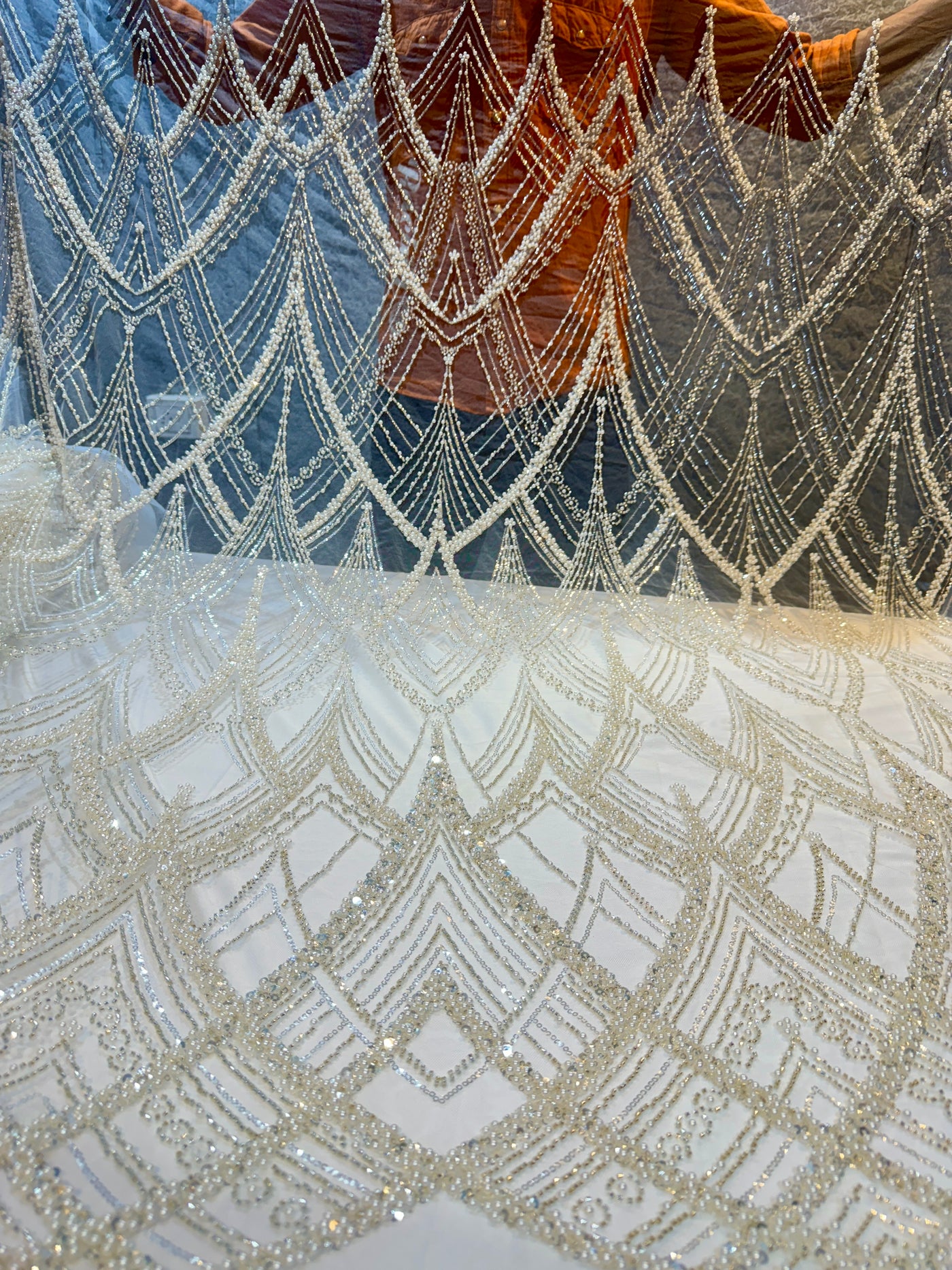 Hamza Handwork Net Embroidery