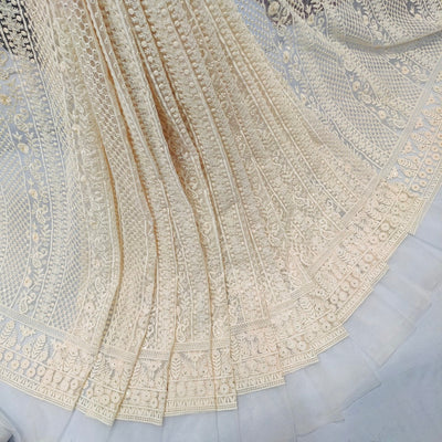 Hiya Net Chikankari Embroidery Dyeable