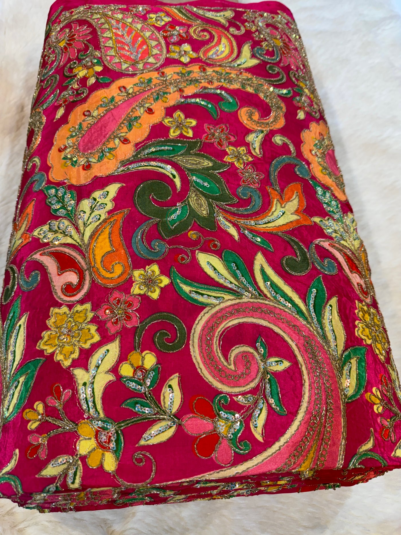 Paisley Pure Viscose Crape Embroidery