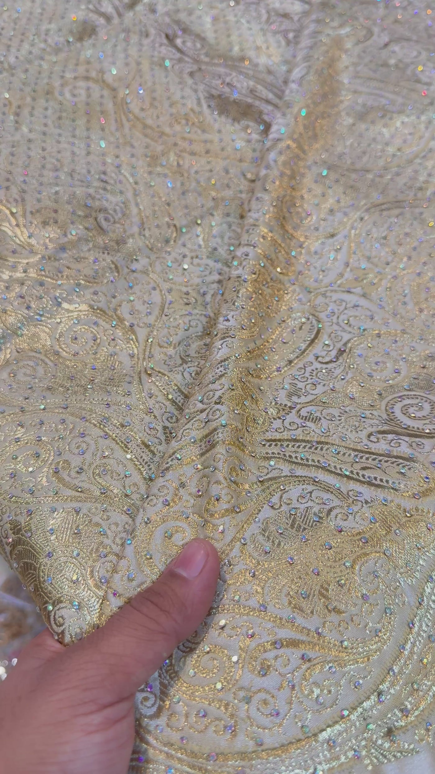 Light Beige Pure Banarasi Handwork Brocade With Stone Work Talwar Patt ...