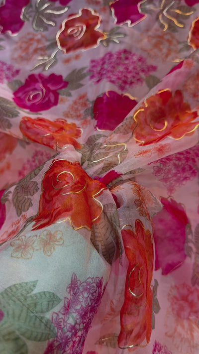 Saima Organza Floral Prints With Foil