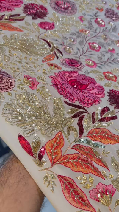 Eena Georgette Thread And Sequins Embroidery 50 Inch width
