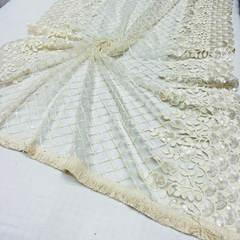 Net Heavy Scallop Dupatta with Transparent Sequins Work , Width : 37"