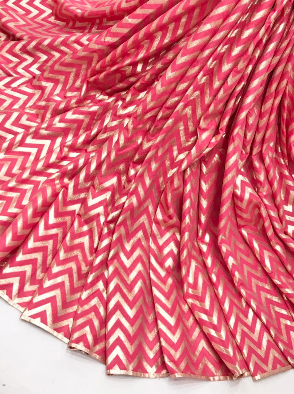 Chanderi zig zag brocade