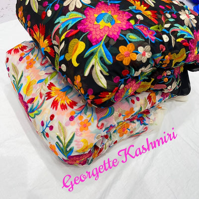 Georgette Kashmiri threadwork embroidery