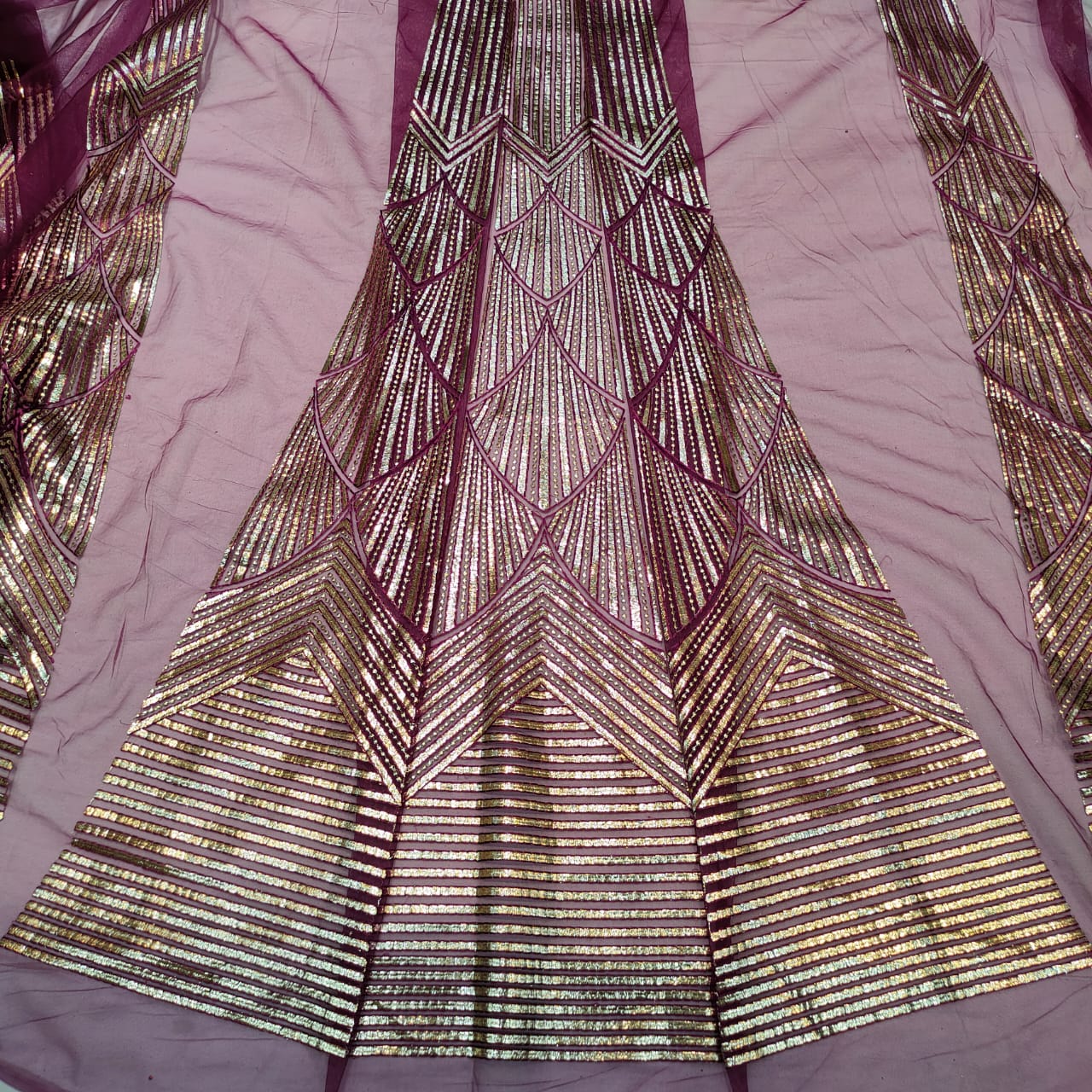 Net foil zari embroidery kali