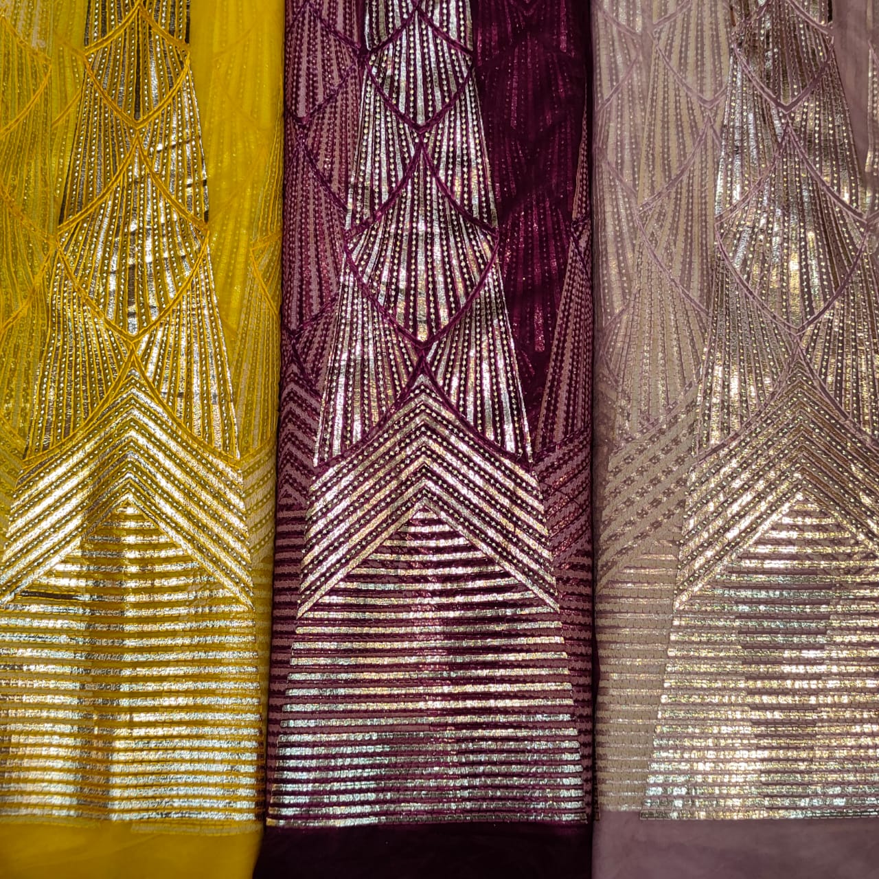 Net foil zari embroidery kali