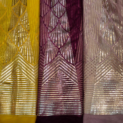 Net foil zari embroidery kali