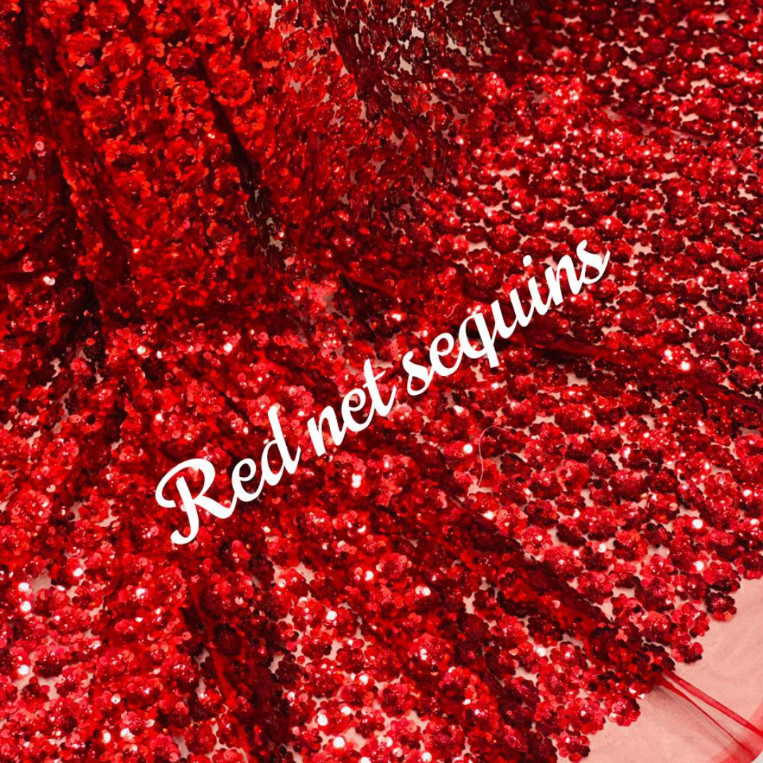 Net Sequins Embroidery , Width : 44"