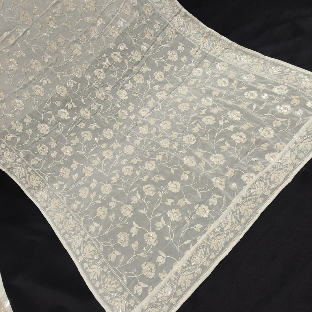 Georgette pailletten Jaal Dupatta, breedte: 37"