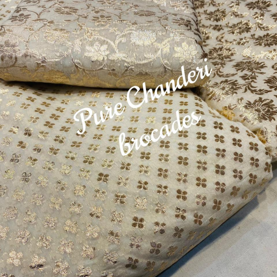 Soft Chanderi dyeable brocades , Width : 44"