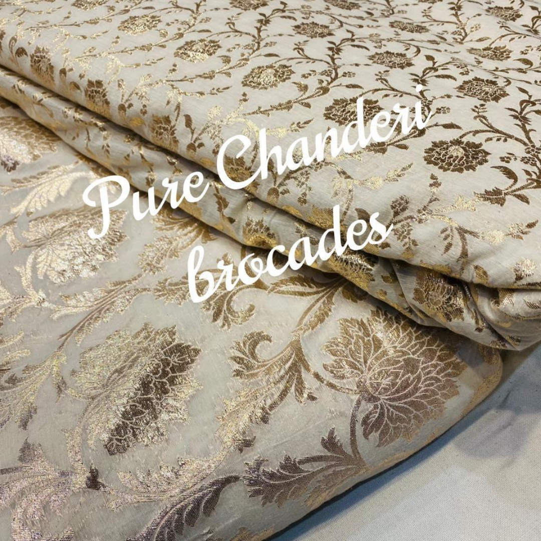 Soft Chanderi dyeable brocades ,Width : 44"