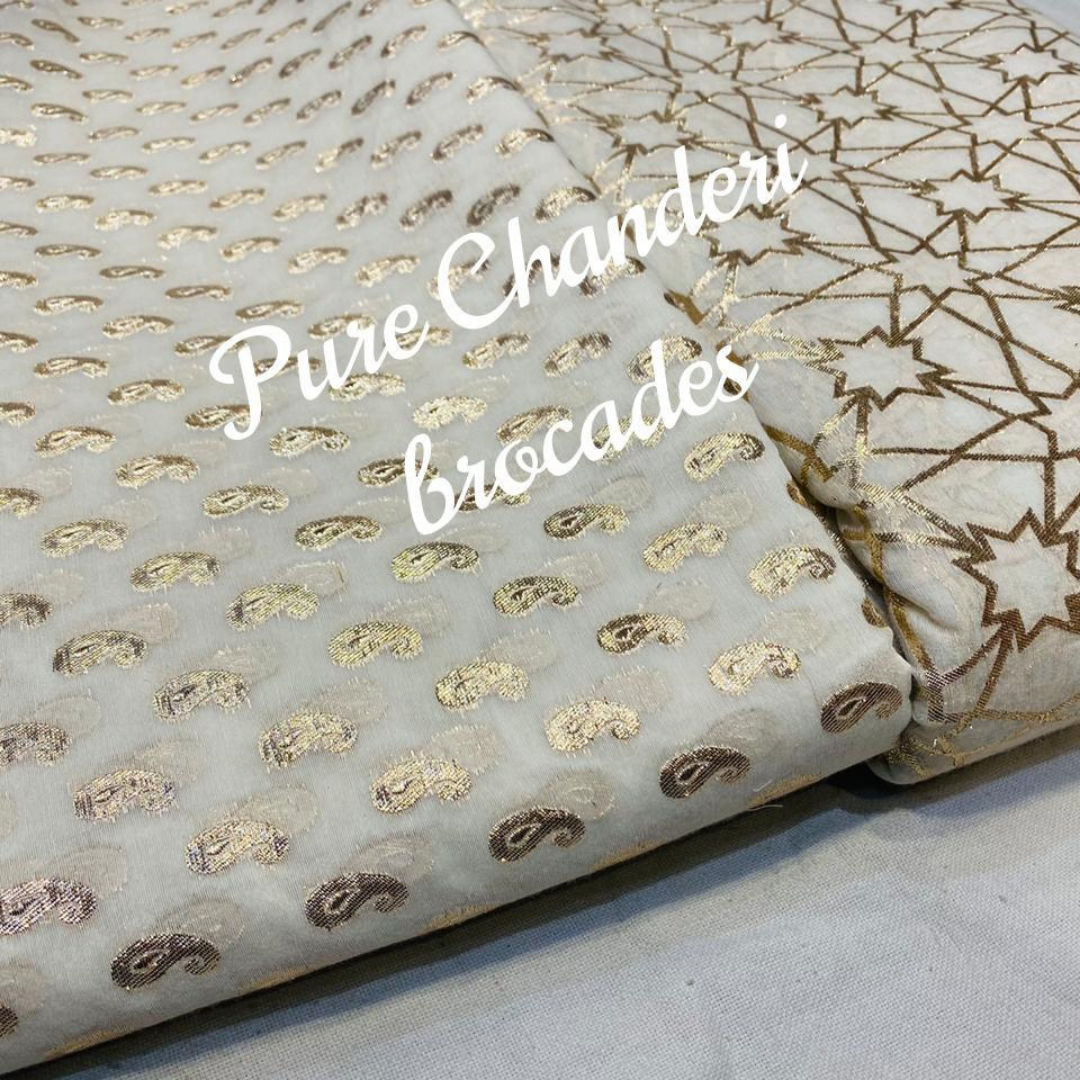 Soft Chanderi dyeable brocades , Width : 44"