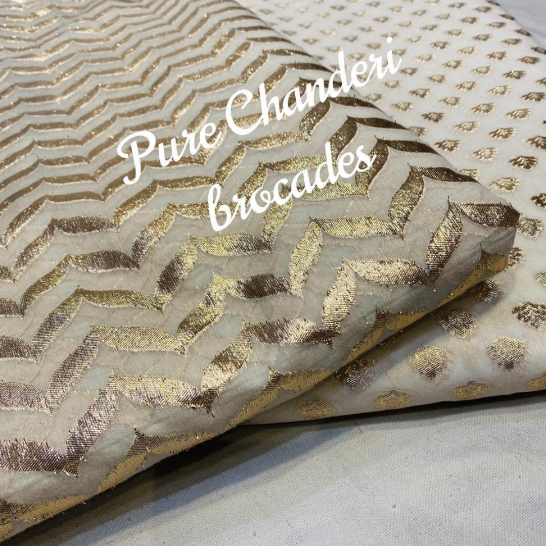 Soft Chanderi dyeable brocades , Width : 44"